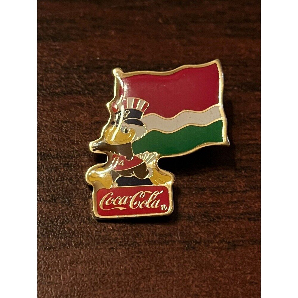 Vintage 1984 Los Angeles Olympics Coca Cola Sam Eagle Seychelles‎ Flag Lapel Pin